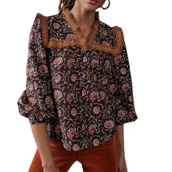 Anthropologie Othilia Sera Ruffled Boho Blouse - Picture 1 of 7